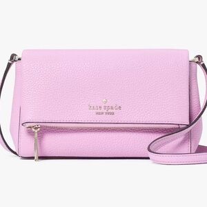 Kate Spade Zip Snap Crossbody Shoulder Bag Mandavilla Pink Pebbled Leather NWT